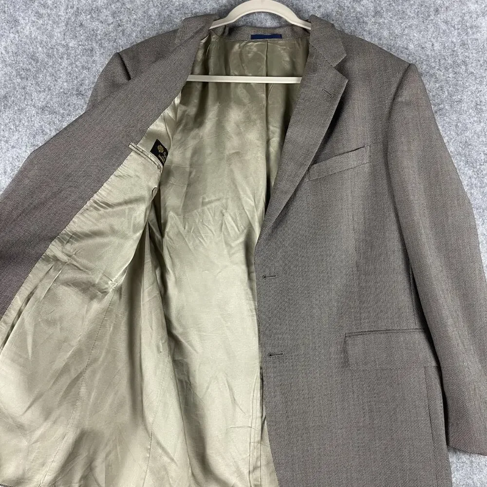 Daniel Cremieux Loro Piana Wool Blazer Sport Coat Mens 42R Brown Geometric USA‎